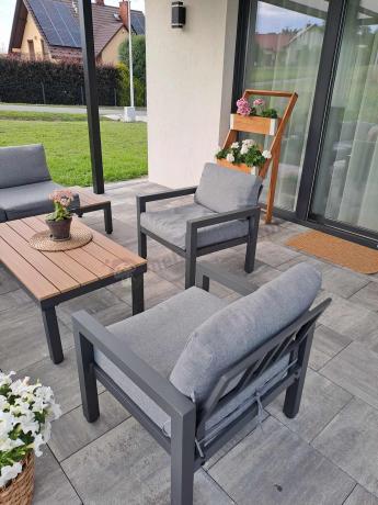 Nowoczesne meble na taras - narożnik z fotelami - Calamba Corner - Grey