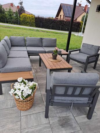 Nowoczesne meble na taras - narożnik z fotelami - Calamba Corner - Grey