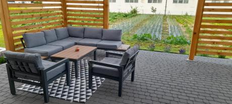 Nowoczesne meble na taras - narożnik z fotelami - Calamba Corner - Grey