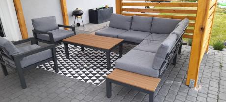 Nowoczesne meble na taras - narożnik z fotelami - Calamba Corner - Grey