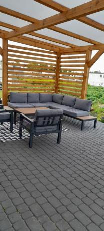 Nowoczesne meble na taras - narożnik z fotelami - Calamba Corner - Grey