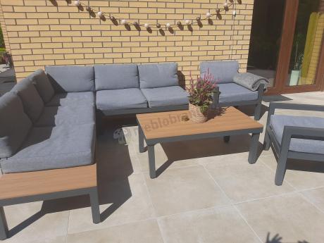Nowoczesne meble na taras - narożnik z fotelami - Calamba Corner - Grey