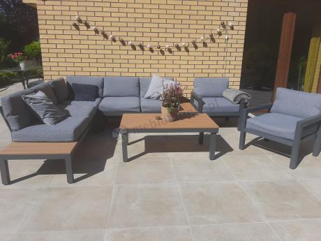 Nowoczesne meble na taras - narożnik z fotelami - Calamba Corner - Grey
