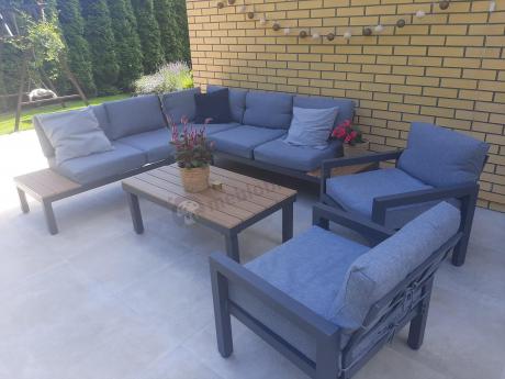 Nowoczesne meble na taras - narożnik z fotelami - Calamba Corner - Grey