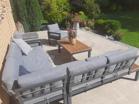 Nowoczesne meble na taras - narożnik z fotelami - Calamba Corner - Grey