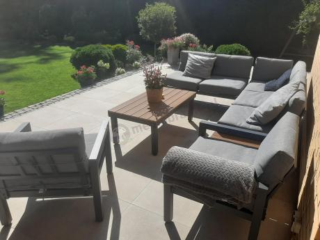 Nowoczesne meble na taras - narożnik z fotelami - Calamba Corner - Grey