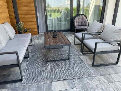 Nowoczesne meble na taras - zestaw z sofą i fotelami - Panaon Dining Light Grey