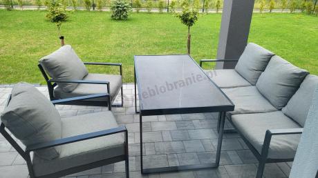 Nowoczesne meble na taras - zestaw z sofą i fotelami 5 osób - Panaon Dining Elite Light Grey