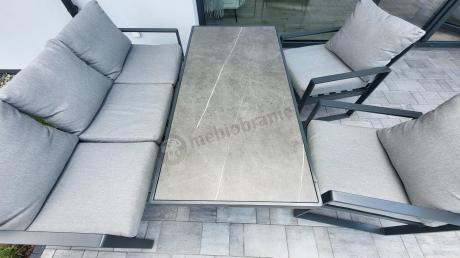 Nowoczesne meble na taras - zestaw z sofą i fotelami 5 osób - Panaon Dining Elite Light Grey