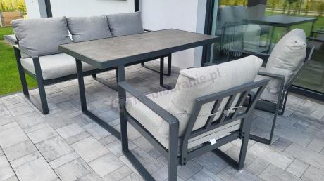 Nowoczesne meble na taras - zestaw z sofą i fotelami 5 osób - Panaon Dining Elite Light Grey
