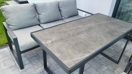 Nowoczesne meble na taras - zestaw z sofą i fotelami 5 osób - Panaon Dining Elite Light Grey