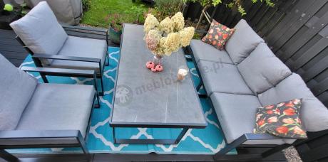 Nowoczesne meble na taras - zestaw z sofą i fotelami 5 osób - Panaon Dining Elite Light Grey