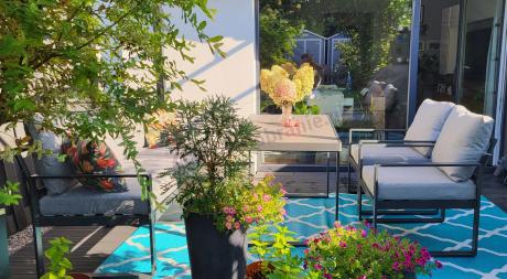 Nowoczesne meble na taras - zestaw z sofą i fotelami 5 osób - Panaon Dining Elite Light Grey