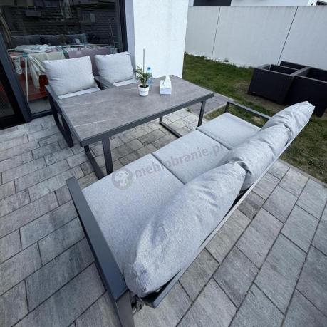 Nowoczesne meble na taras - zestaw z sofą i fotelami 5 osób - Panaon Dining Elite Light Grey