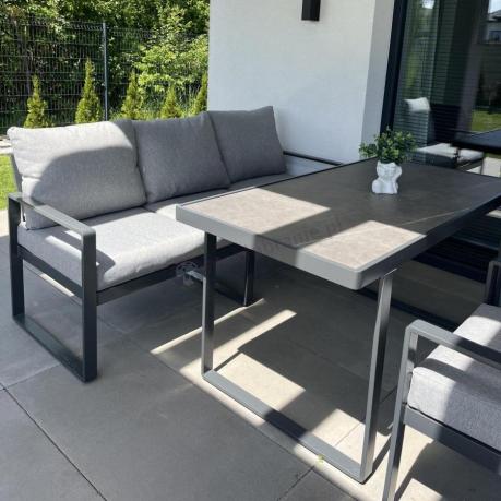 Nowoczesne meble na taras - zestaw z sofą i fotelami 5 osób - Panaon Dining Elite Light Grey