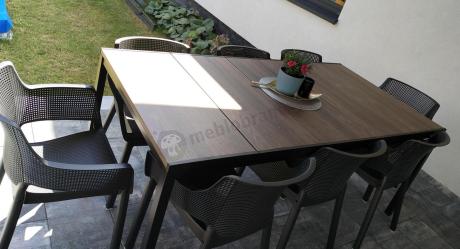 Nowoczesne meble obiadowe do ogrodu Portis ze stołem 200cm i 10 fotelami