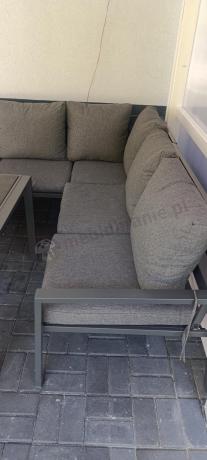 Nowoczesne meble ogrodowe metalowe - narożnik z pufami - Sodor Corner XL - Dark Grey
