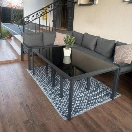 Nowoczesne meble ogrodowe metalowe - narożnik z pufami - Sodor Corner XL - Dark Grey