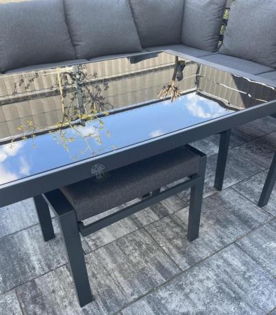 Nowoczesne meble ogrodowe metalowe - narożnik z pufami - Sodor Corner XL - Dark Grey