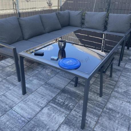 Nowoczesne meble ogrodowe metalowe - narożnik z pufami - Sodor Corner XL - Dark Grey