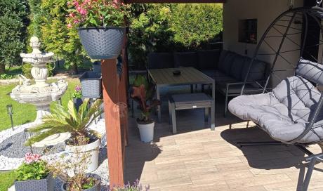Nowoczesne meble ogrodowe metalowe - narożnik z pufami - Sodor Corner XL - Dark Grey Polywood