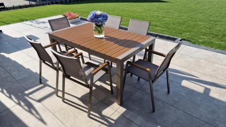 Nowoczesne meble ogrodowe ze stołem 210cm + 12 krzeseł Tanami Marla Taupe