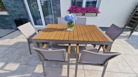 Nowoczesne meble ogrodowe ze stołem 210cm + 12 krzeseł Tanami Marla Taupe