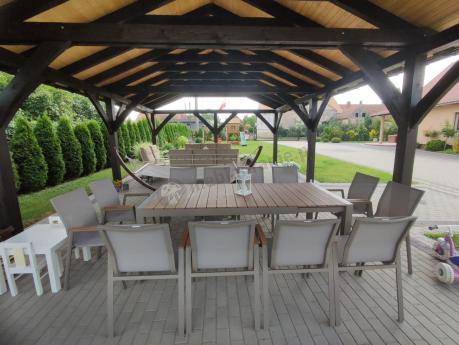 Nowoczesne meble ogrodowe ze stołem 210cm + 12 krzeseł Tanami Marla Taupe