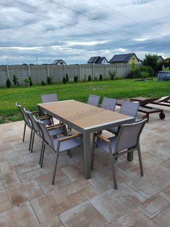 Nowoczesne meble ogrodowe ze stołem 210cm + 12 krzeseł Tanami Marla Taupe
