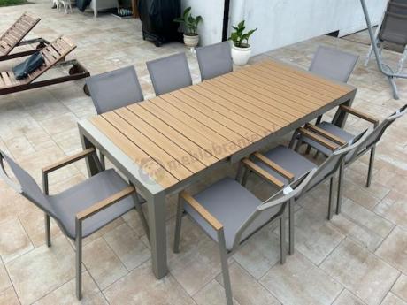 Nowoczesne meble ogrodowe ze stołem 210cm + 12 krzeseł Tanami Marla Taupe