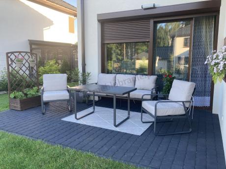 Nowoczesne meble tarasowe - komplet z sofą i fotelami Ater Dining - Beige