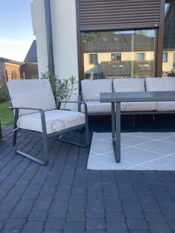Nowoczesne meble tarasowe - komplet z sofą i fotelami Ater Dining - Beige