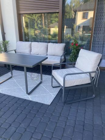 Nowoczesne meble tarasowe - komplet z sofą i fotelami Ater Dining - Beige