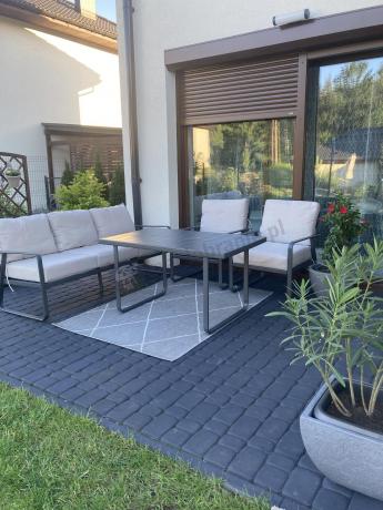 Nowoczesne meble tarasowe - komplet z sofą i fotelami Ater Dining - Beige