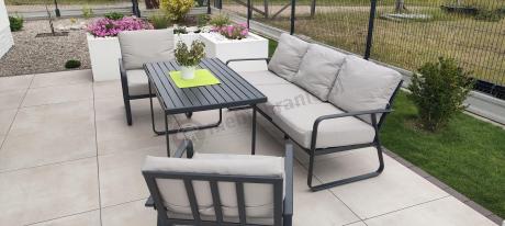 Nowoczesne meble tarasowe - komplet z sofą i fotelami Ater Dining - Beige