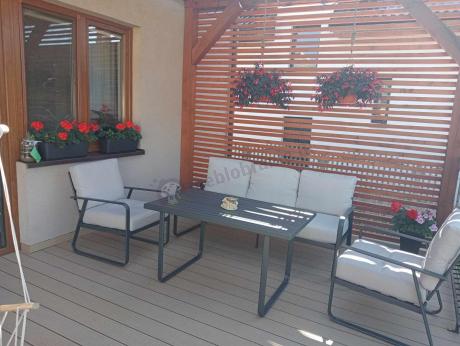 Nowoczesne meble tarasowe - komplet z sofą i fotelami Ater Dining - Beige