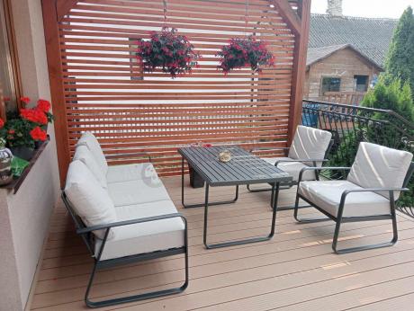 Nowoczesne meble tarasowe - komplet z sofą i fotelami Ater Dining - Beige