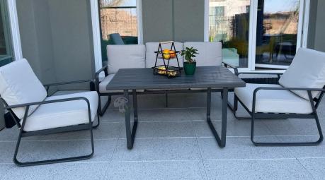 Nowoczesne meble tarasowe - komplet z sofą i fotelami Ater Dining - Beige