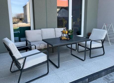 Nowoczesne meble tarasowe - komplet z sofą i fotelami Ater Dining - Beige