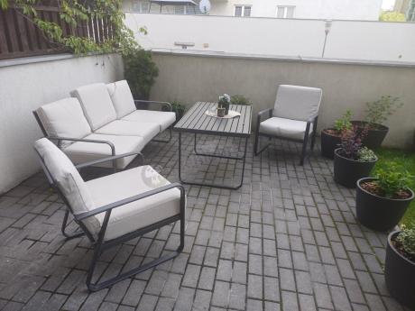 Nowoczesne meble tarasowe - komplet z sofą i fotelami Ater Dining - Beige