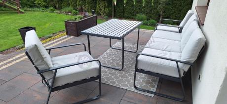 Nowoczesne meble tarasowe - komplet z sofą i fotelami Ater Dining - Beige