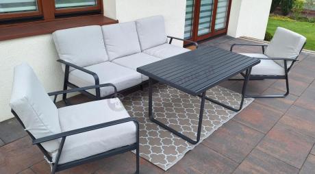 Nowoczesne meble tarasowe - komplet z sofą i fotelami Ater Dining - Beige