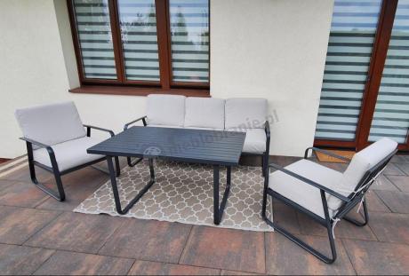 Nowoczesne meble tarasowe - komplet z sofą i fotelami Ater Dining - Beige
