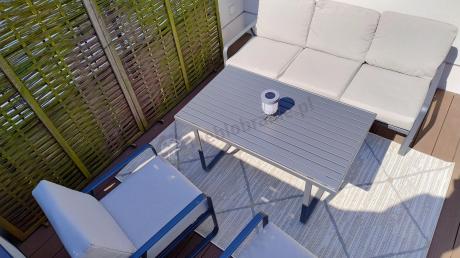 Nowoczesne meble tarasowe - komplet z sofą i fotelami Ater Dining - Beige