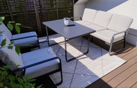 Nowoczesne meble tarasowe - komplet z sofą i fotelami Ater Dining - Beige