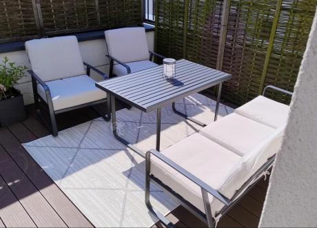 Nowoczesne meble tarasowe - komplet z sofą i fotelami Ater Dining - Beige