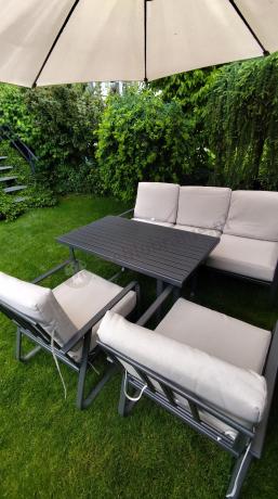 Nowoczesne meble tarasowe - komplet z sofą i fotelami Ater Dining - Beige