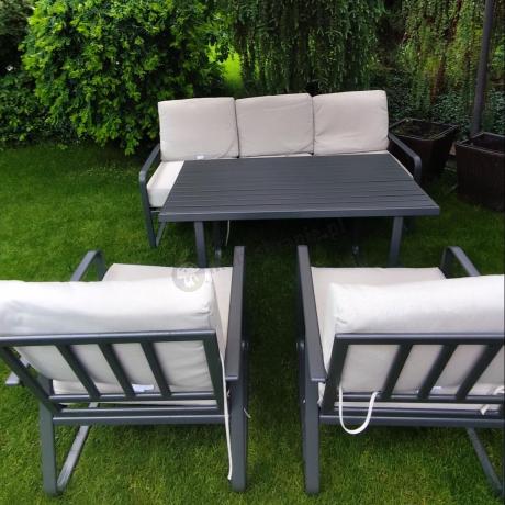 Nowoczesne meble tarasowe - komplet z sofą i fotelami Ater Dining - Beige