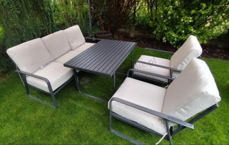Nowoczesne meble tarasowe - komplet z sofą i fotelami Ater Dining - Beige