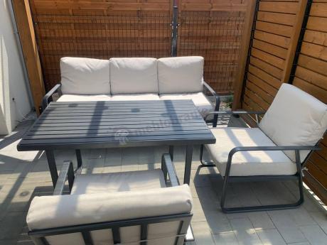Nowoczesne meble tarasowe - komplet z sofą i fotelami Ater Dining - Beige
